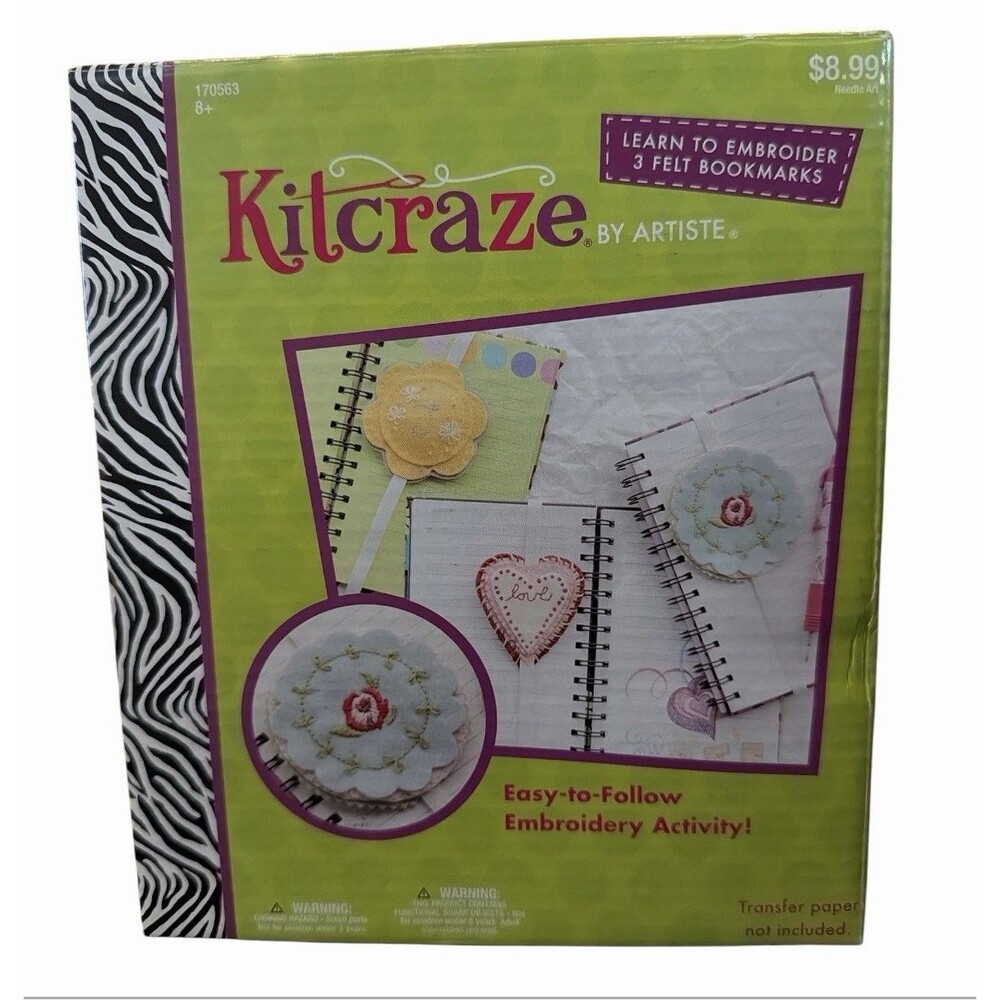 Kitcraze Learn To Embroider 3 Felt Bookmarks - Brand New